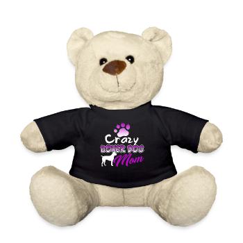 Crazy Boxer Dog Mom - Teddy Bear - black - Front