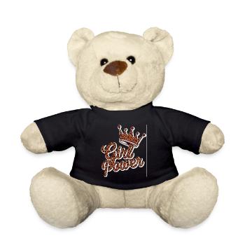 Girl Power - Power to the Strong and Courageous Woman - Teddy Bear - black - Front
