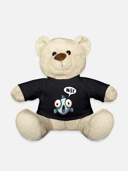 Fisch Nein no Nö Nee Spruch Lustiges Funshirt - Teddy - Schwarz