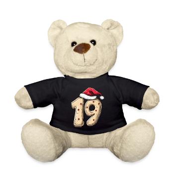 19 Number Christmas Cookie - Teddy Bear - black - Front