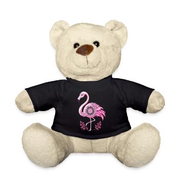 Mandala Flamingo Flamingo Waterfowl Flamingo - Teddy Bear - black - Front