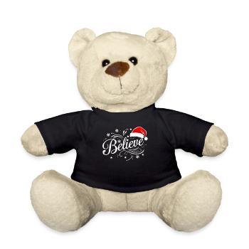 Believe in Santa Claus, Funny Christmas Merry Xmas - Teddy Bear - black - Front