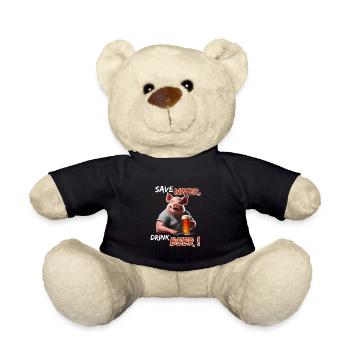 Save Water, Drink Beer - Lustige Party Sau - Teddy - Schwarz - Vorne