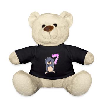 7e anniversaire motif taupe - sept ans - Nounours - noir - Devant