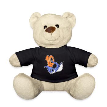 10th Birthday Motif Stingray - ten - 10 years - Teddy Bear - black - Front