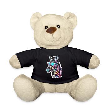 Lustiges Zebra mit Sonnenbrille für einen Zebra - Teddy - Schwarz - Vorne