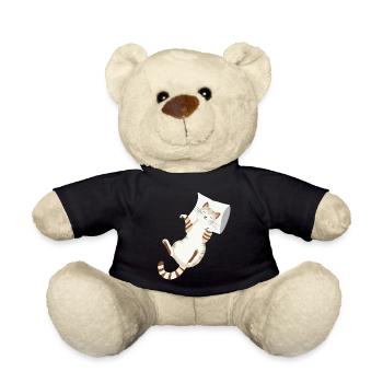 Entspannte Katze mit Kissen-Gemütliches Tierdesign - Teddy - Schwarz - Vorne