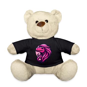 Dino Diva with Pink Glam Hair - Teddy Bear - black - Front