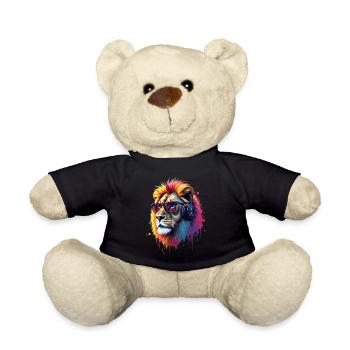 Lion Lover Wildlife Safari Art Lion Colorful - Teddy Bear - black - Front