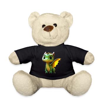 Drache Kleiner Grüner Baby Drache Süße Drachen - Teddy - Schwarz - Vorne
