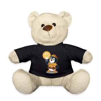 Pinguin Elektriker Mit Glühbirne - Teddy - Schwarz - Vorne