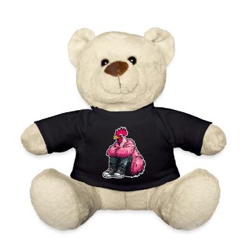 Coq de mode à la mode en plume rose Veste de poulet - Nounours - noir - Devant