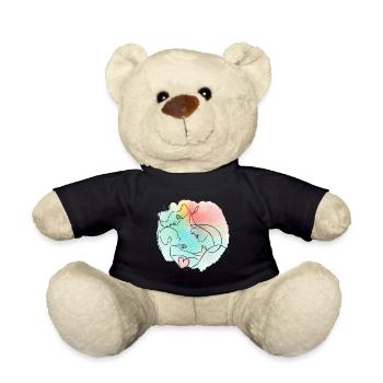 Mère, père, bébé - motif familial coloré - Nounours - noir - Devant