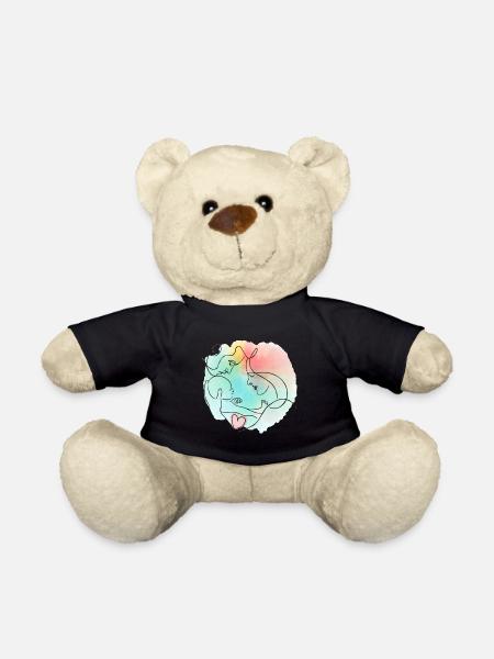 Mother, father, baby - colorful family motif - Teddy Bear - black