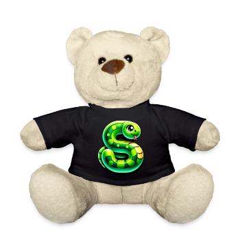 Snake Adventure – Green Letter S - Teddy Bear - black - Front