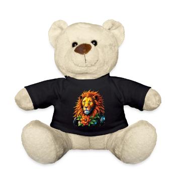 Lion Lover Wildlife Safari Art Lion Colorful - Teddy Bear - black - Front