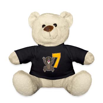 Motif Singe 7ème Anniversaire - 7 ans - Nounours - noir - Devant