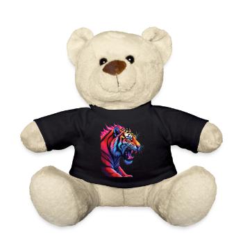 Lustiges Tiger Kunst Tier Natur Wildtier Tiere Zoo - Teddy - Schwarz - Vorne