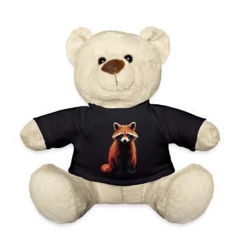 Raccoon Motif Animal Lover Art Artwork - Teddy Bear - black - Front