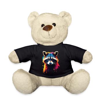 Raccoon Motif Animal Lover Art Artwork - Teddy Bear - black - Front