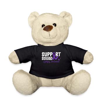 Support Squad Epilepsy Awareness Purple Ribbon - Teddy Bear - black - Front