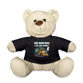 6. Geburtstag sechs Jahre Müllauto - Teddy - Schwarz - Vorne