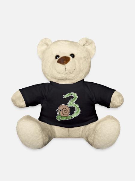 Drei 3 - Nummer 3 - Zahl 3 Geburtstag Schnecke - Teddy - Schwarz