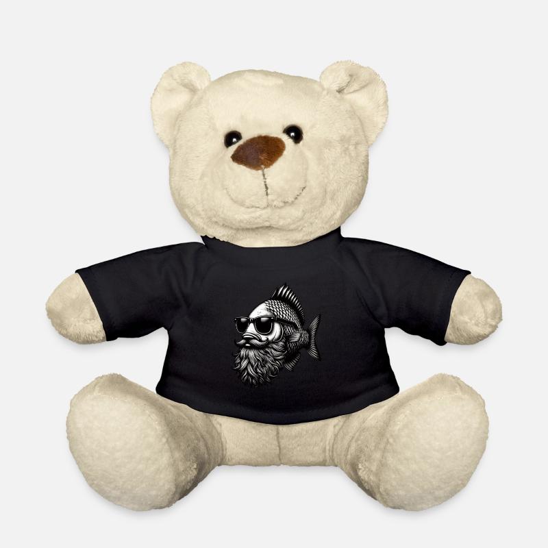 cooler Hipster Fisch Mann Karpfen Mustache Hut - Teddy - Schwarz
