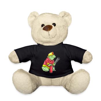 Frog Firefighter Fire Extinguisher Fire Brigade - Teddy Bear - black - Front