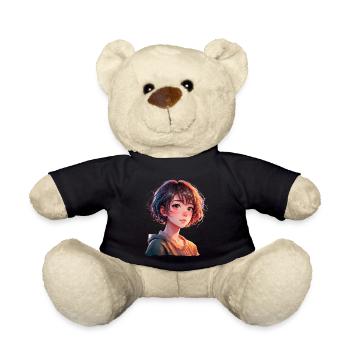 Anime Manga Girl - Teddy Bear - black - Front