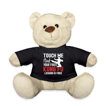 Touch Me And Your First Lesson Is Free Funny Kung - Teddy Bear - black - Front