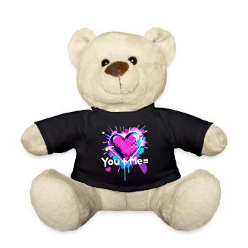 You+Me=heart You Plus Me equals Love - Teddy Bear - black - Front