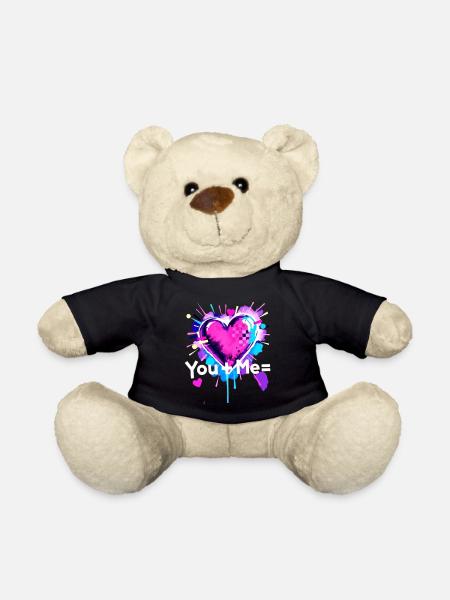 You+Me=heart You Plus Me equals Love - Teddy Bear - black