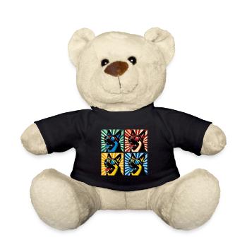 Shepherd's Pop Art Bear, Teddy, Biscuit, Waffles - Teddy Bear - black - Front