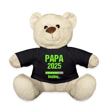 Papa 2025 Geschenk Männer Herren Vater Schwanger - Teddy - Schwarz - Vorne