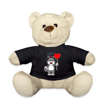 Cat Groom Heart Wedding - Teddy Bear - black - Front