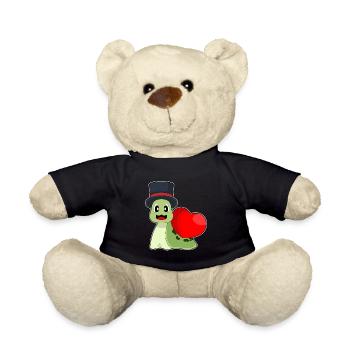 Snail Groom Heart Wedding - Teddy Bear - black - Front