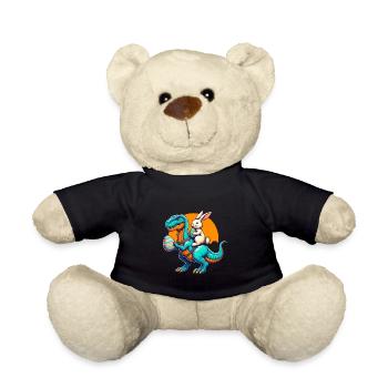 Easter Bunny Riding Dinosaur with Easter Egg - Teddy Bear - black - Front