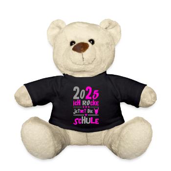 School Child 2025 Young Girls School Enrollment 2025 Decoration - Teddy Bear - black - Front