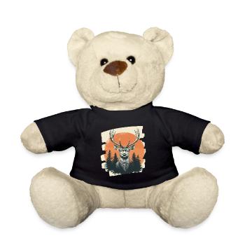 Deer with antlers - Teddy Bear - black - Front