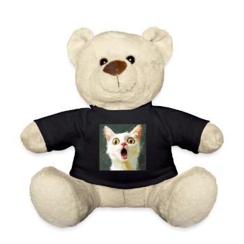 Weiße Katze - Teddy - Schwarz - Vorne