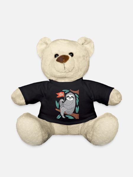 Umweltschützer Faultier Mit Erde Flagge - Teddy - Schwarz