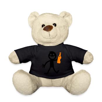 Bier Trinken Strichmännchen - Teddy - Schwarz - Vorne