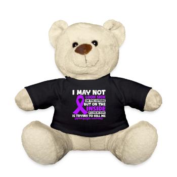 I May Not Look Sick Purple Ribbon Fibromyalgia - Teddy Bear - black - Front