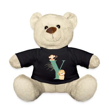Letter y green jungle animals - Teddy Bear - black - Front