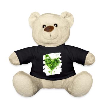 St. Patrick's Day Shamrock Heart - Teddy Bear - black - Front