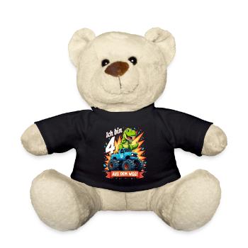 Dinosaur 4th Birthday Monster Truck - Teddy Bear - black - Front