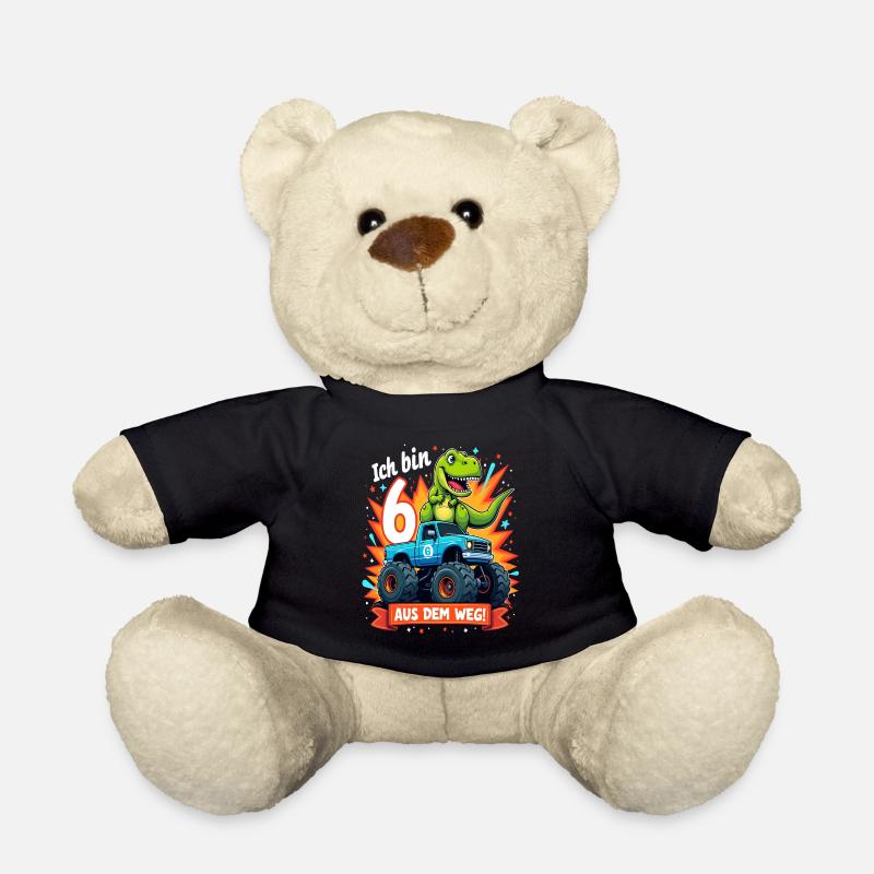 Dinosaurier 6. Geburtstag Monstertruck - Teddy - Schwarz