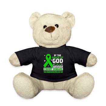By The Grace Of God Im A Survivor Green Ribbon - Teddy Bear - black - Front