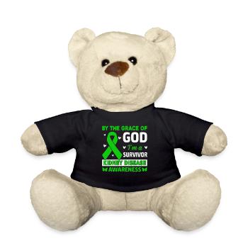 By The Grace Of God Im A Survivor Green Ribbon - Teddy Bear - black - Front